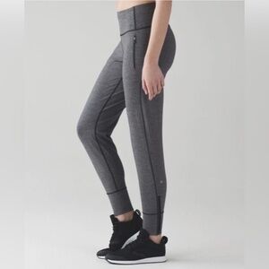 Lululemon Fresh Tracks Pants Heathered Black Size 8 High Rise Joggers Reflective